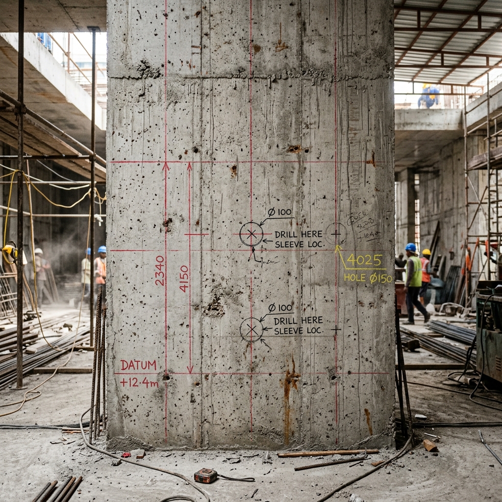 Raw structural concrete wall